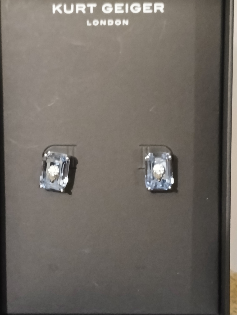 Kurt Geiger NWT/NIB Baby Blue & Silver Stud Earrings